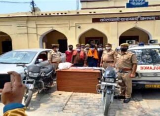 पुलिस मुडभेड में चली गोली एक आरोपी व् पुलिस जवान घायल UP के शाहबाद में