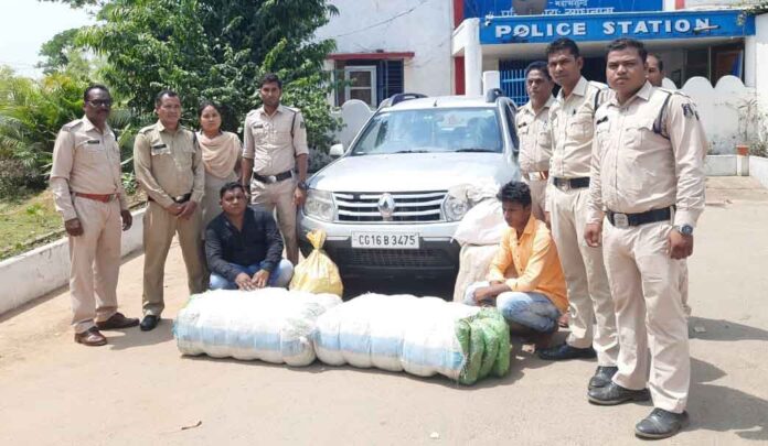93 किलो ग्राम गांजा के साथ ओडिशा के 02 आरोपी को पुलिस ने किया गिरफ्तार