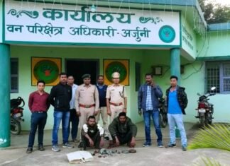 वन्यप्राणियों के शिकार के लिए विद्युत तार बिछाते हुए 2 लोग गिरफ्तार वन्यप्राणियों के शिकार के लिए विद्युत तार बिछाते हुए 2 लोग गिरफ्तार