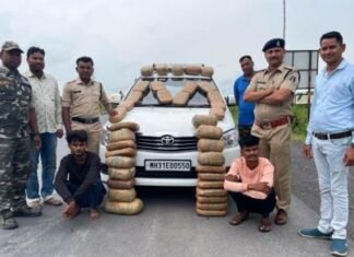 कार में 80 kg गाँजा तस्करी करते 2 अंतर्राज्जीय तस्कर किए गए गिरफ्तार कार में 80 kg गाँजा तस्करी करते 2 अंतर्राज्जीय तस्कर किए गए गिरफ्तार