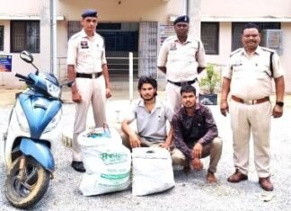 कोमाखान पुलिस ने 22 किलो गांजा के साथ दो तस्करों को पकड़ा,दतिया ले जाने की थी तैयारी कोमाखान पुलिस ने 22 किलो गांजा के साथ दो तस्करों को पकड़ा