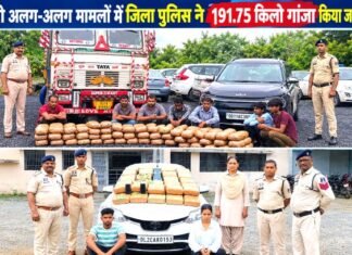 जिला पुलिस के द्वारा 191.75 किग्रा गांजा दो अलग अलग मामले में जप्त किया जिला पुलिस के द्वारा 191.75 किग्रा गांजा दो अलग अलग मामले में जप्त किया