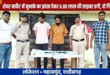 शेयर मार्केट में मुनाफे का झांसा देकर 6.80 लाख की साइबर ठगी, इंदौर से दो आरोपी गिरफ्तार शेयर मार्केट में मुनाफे का झांसा देकर 6.80 लाख की साइबर ठगी दो गिरफ्तार